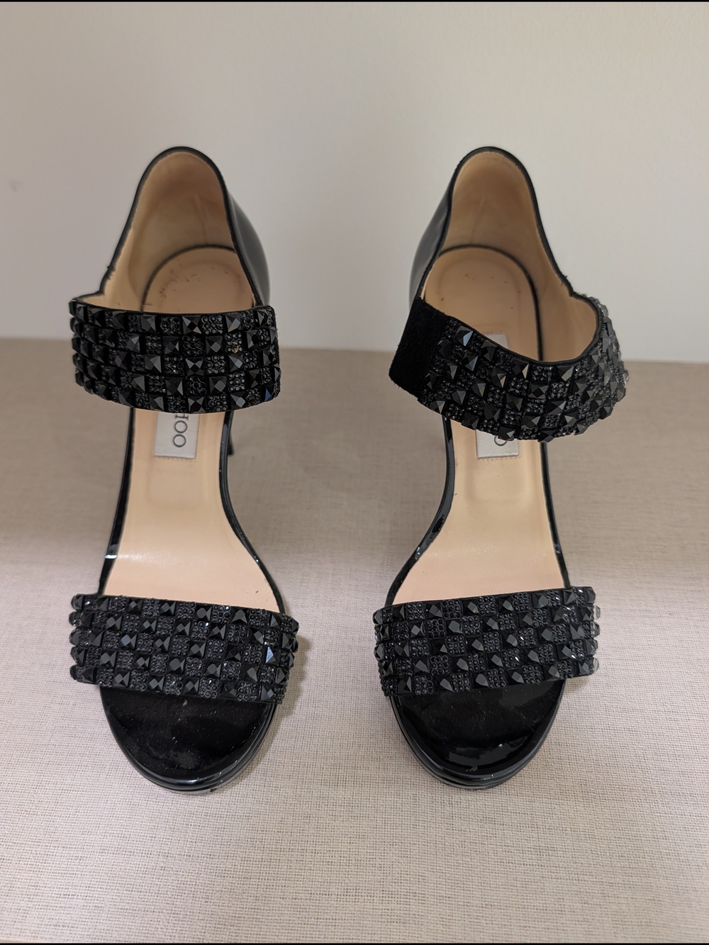 Jimmy Choo Black Crystal-Studded Heels - Size 38